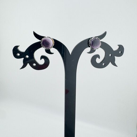 Vintage 80s Wampum Quahog Shell Stud Earrings Native American Jewelry Wealth - Picture 4 of 7